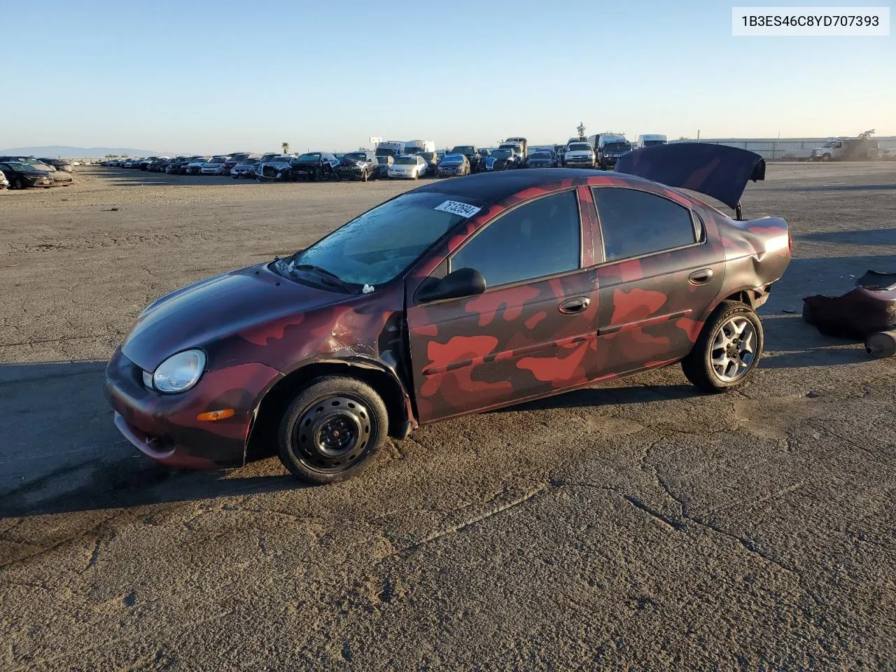 2000 Dodge Neon Base VIN: 1B3ES46C8YD707393 Lot: 76132694