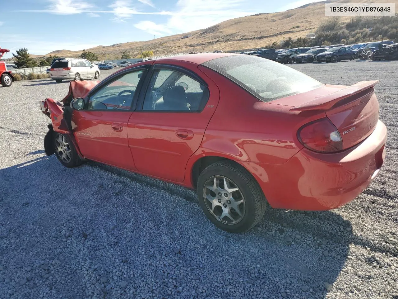 2001 Dodge Neon Base VIN: 1B3ES46C1YD876848 Lot: 79053274