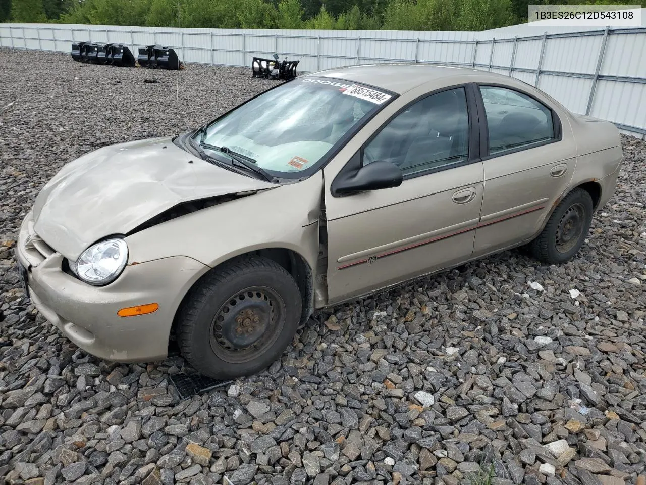 2002 Dodge Neon VIN: 1B3ES26C12D543108 Lot: 68515484