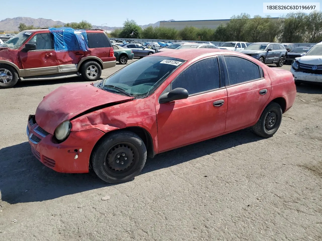 2003 Dodge Neon Se VIN: 1B3ES26C63D196697 Lot: 74081284