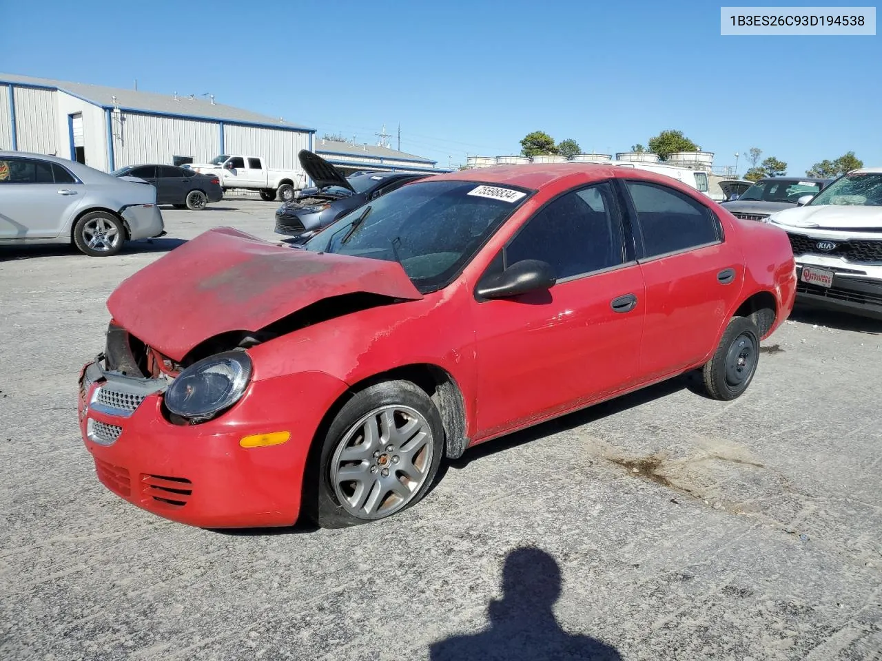 2003 Dodge Neon Se VIN: 1B3ES26C93D194538 Lot: 75598834