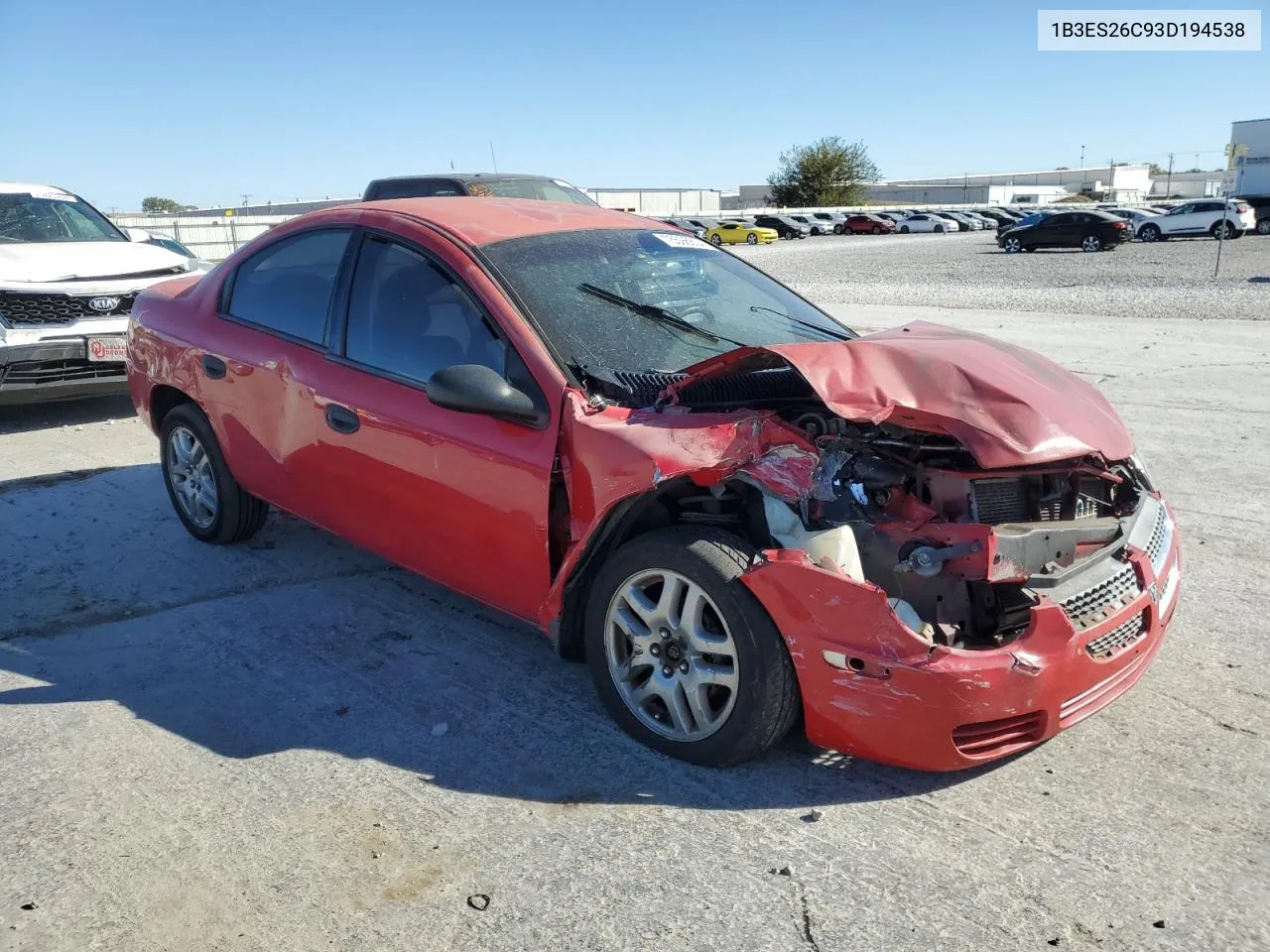 2003 Dodge Neon Se VIN: 1B3ES26C93D194538 Lot: 75598834