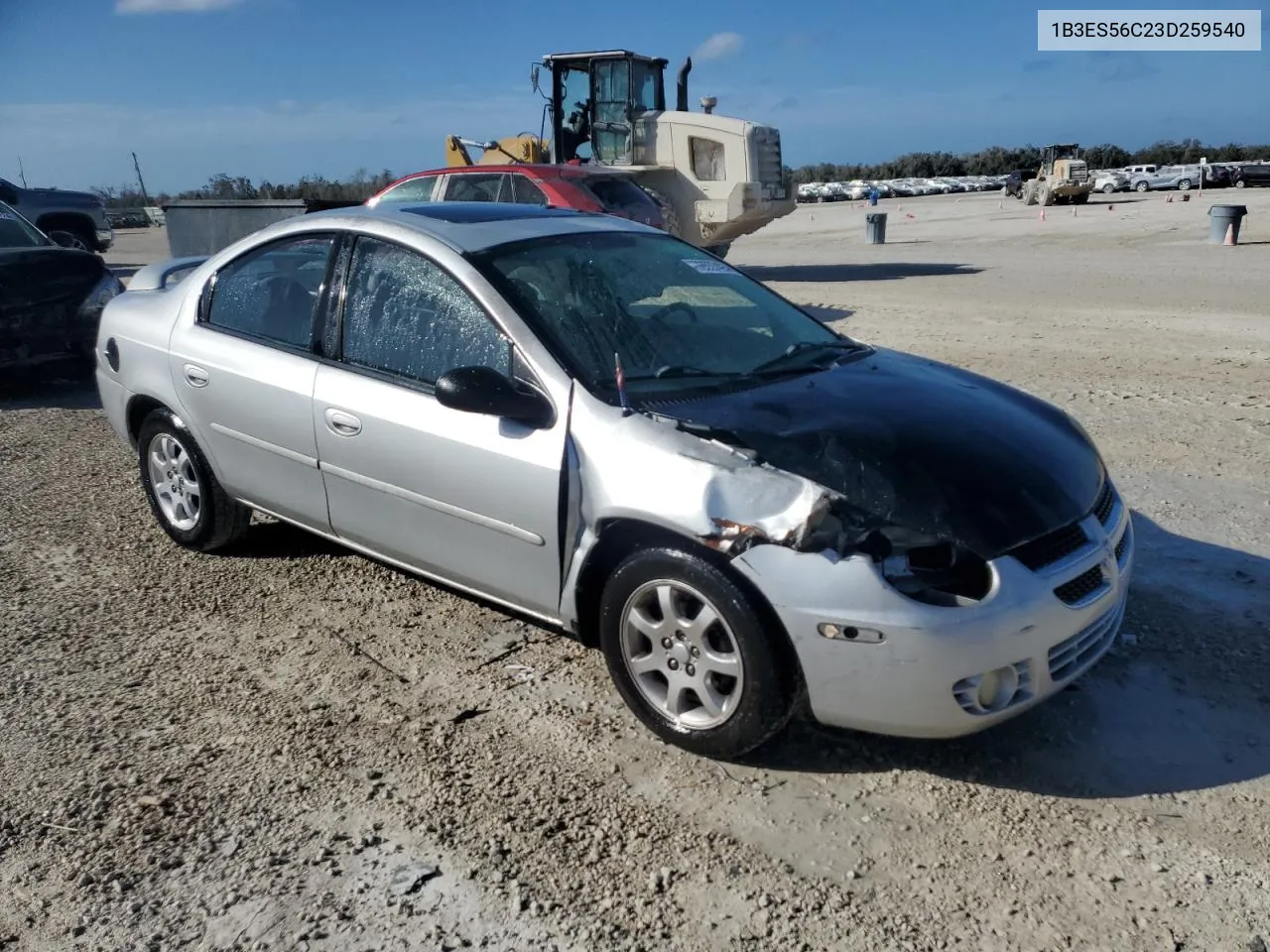 2003 Dodge Neon Sxt VIN: 1B3ES56C23D259540 Lot: 78537494