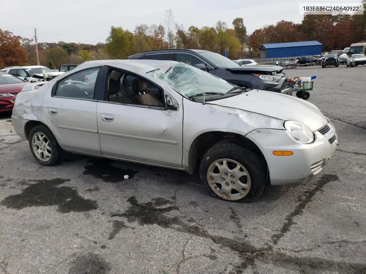 2004 Dodge Neon Sxt VIN: 1B3ES56C24D640922 Lot: 78077474