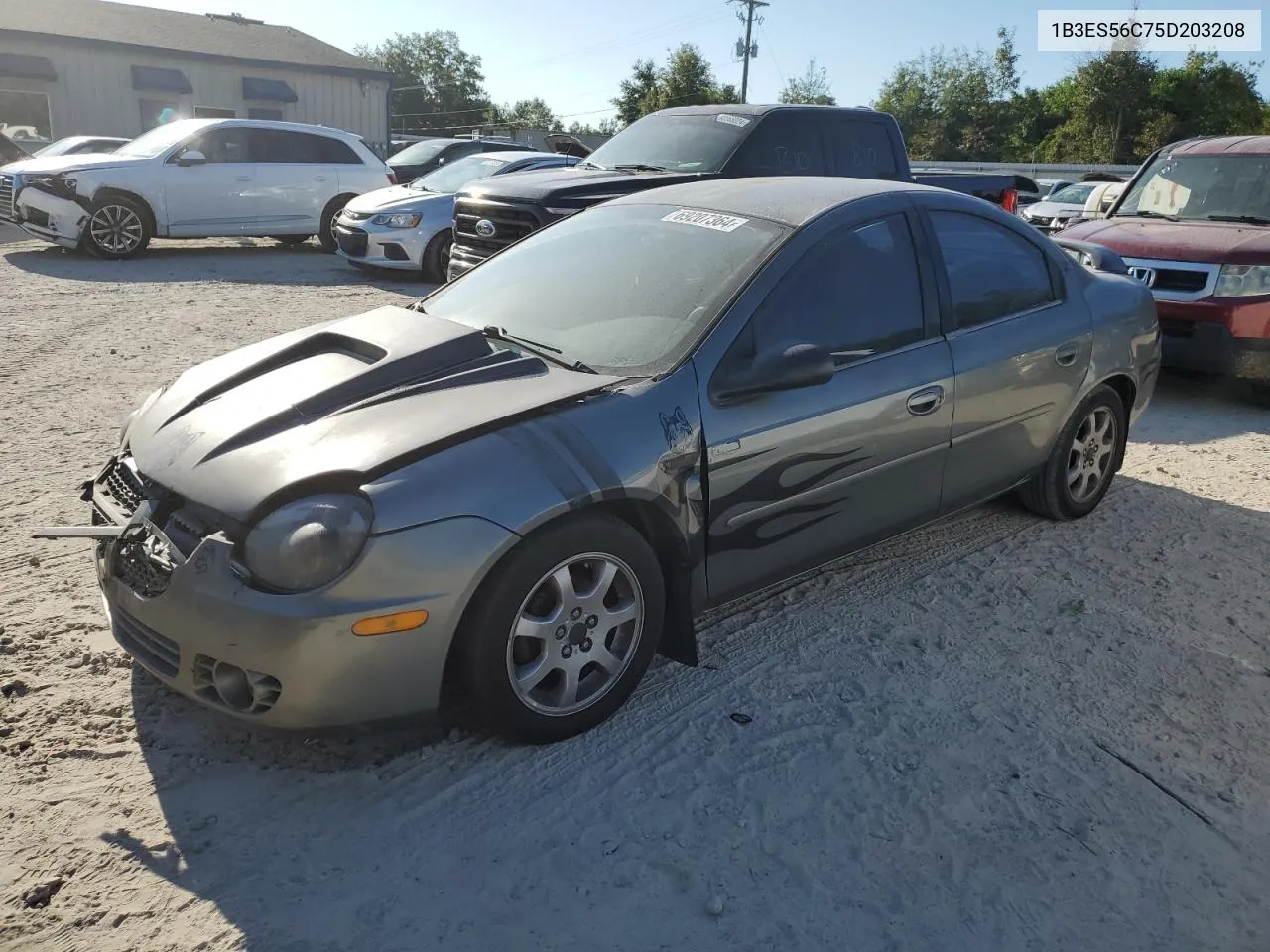 2005 Dodge Neon Sxt VIN: 1B3ES56C75D203208 Lot: 69207364