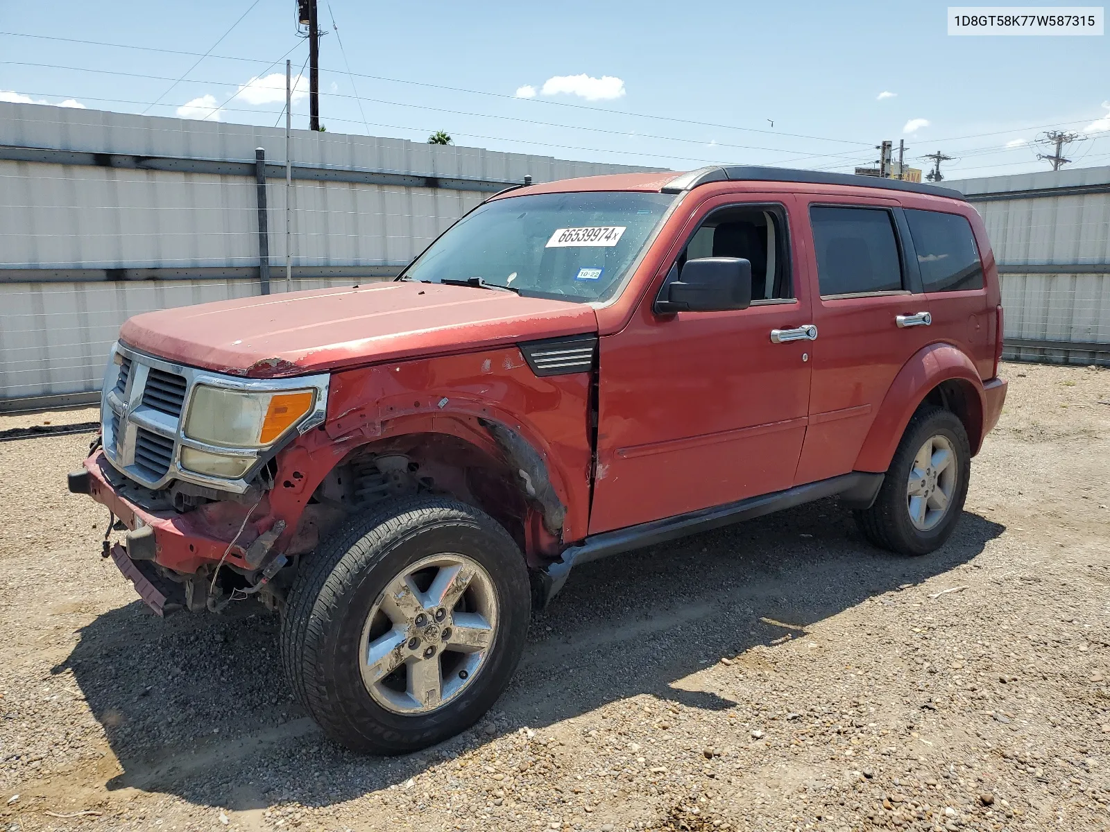 2007 Dodge Nitro Slt VIN: 1D8GT58K77W587315 Lot: 66539974