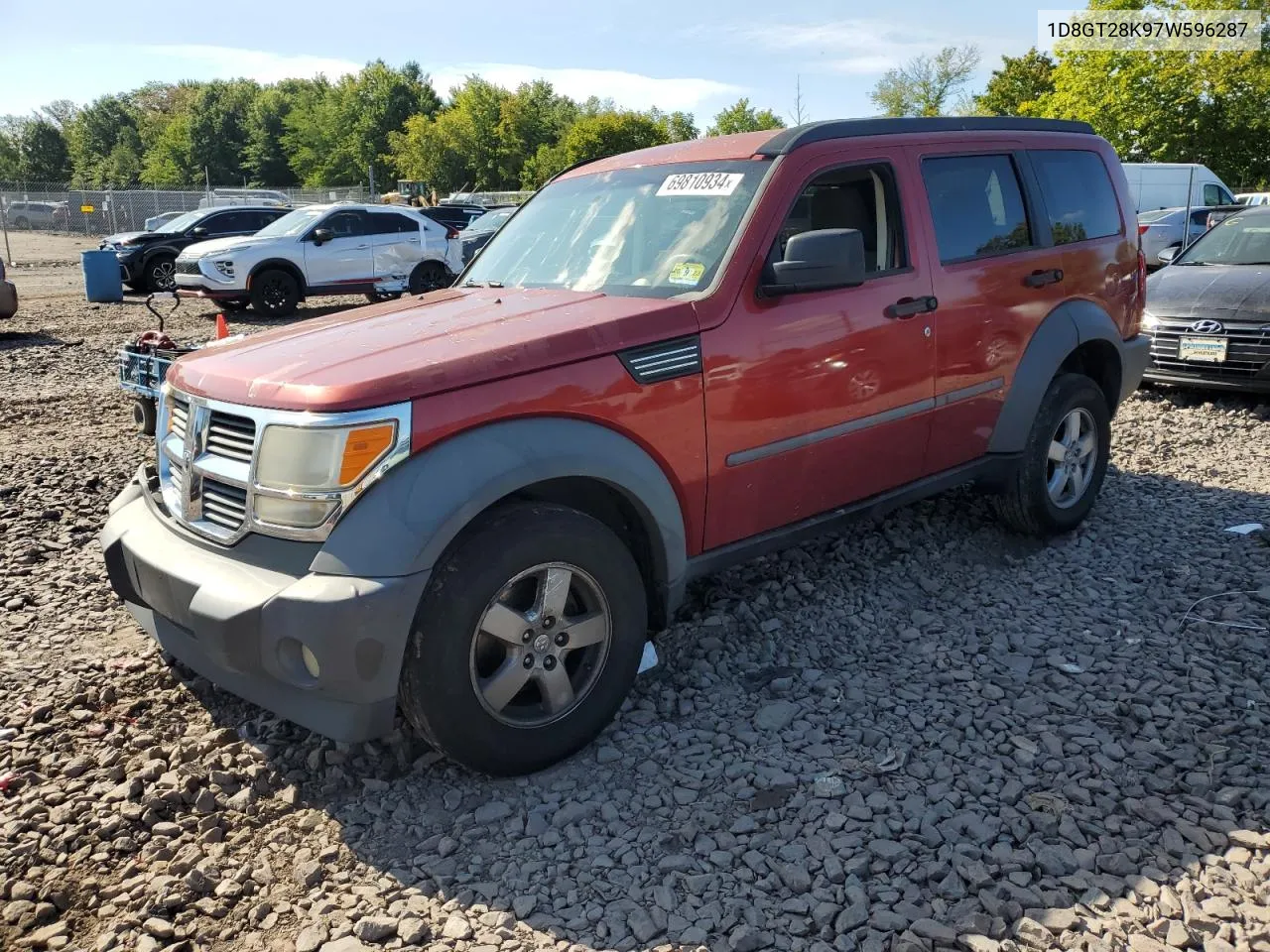 2007 Dodge Nitro Sxt VIN: 1D8GT28K97W596287 Lot: 69810934