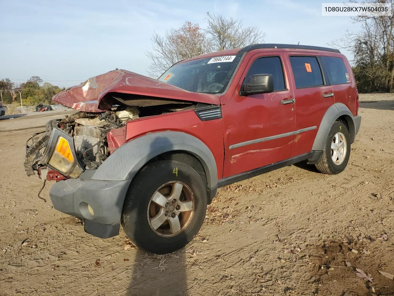 2007 Dodge Nitro Sxt VIN: 1D8GU28KX7W504035 Lot: 78662144