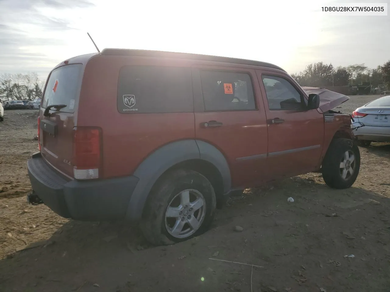 2007 Dodge Nitro Sxt VIN: 1D8GU28KX7W504035 Lot: 78662144