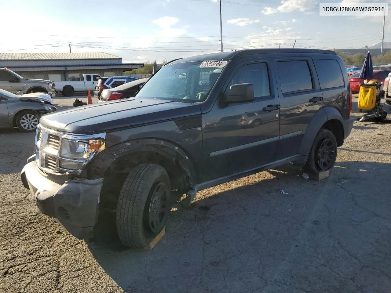 2008 Dodge Nitro Sxt VIN: 1D8GU28K68W252916 Lot: 75363784