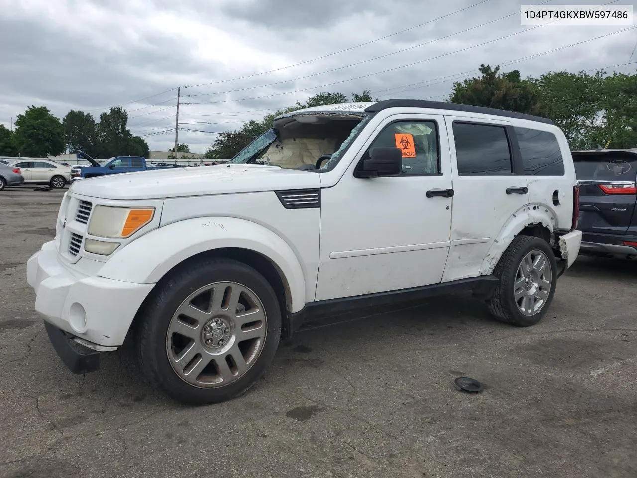 2011 Dodge Nitro Heat VIN: 1D4PT4GKXBW597486 Lot: 57139194