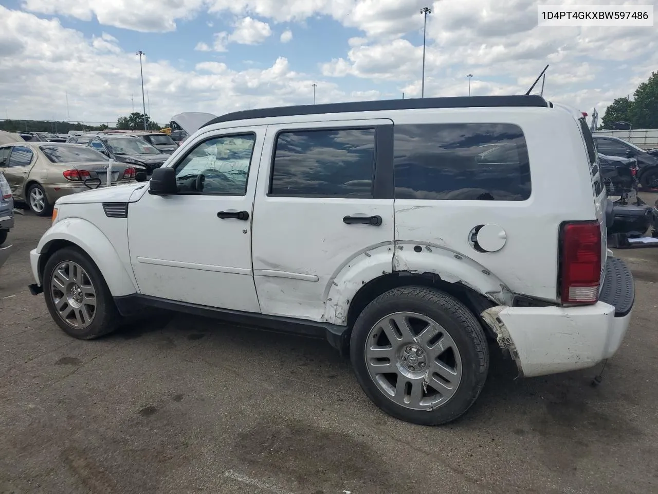 2011 Dodge Nitro Heat VIN: 1D4PT4GKXBW597486 Lot: 57139194