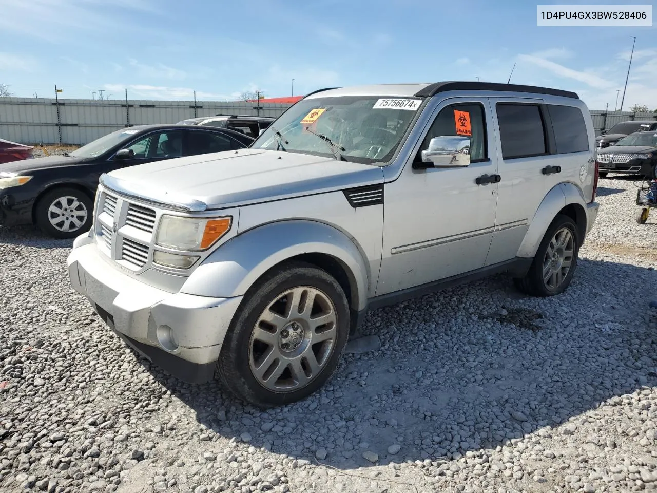 2011 Dodge Nitro Heat VIN: 1D4PU4GX3BW528406 Lot: 75756674