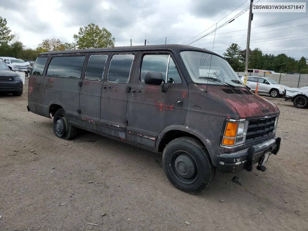 1986 Dodge Ram Wagon B350 VIN: 2B5WB31W3GK571847 Lot: 74076664