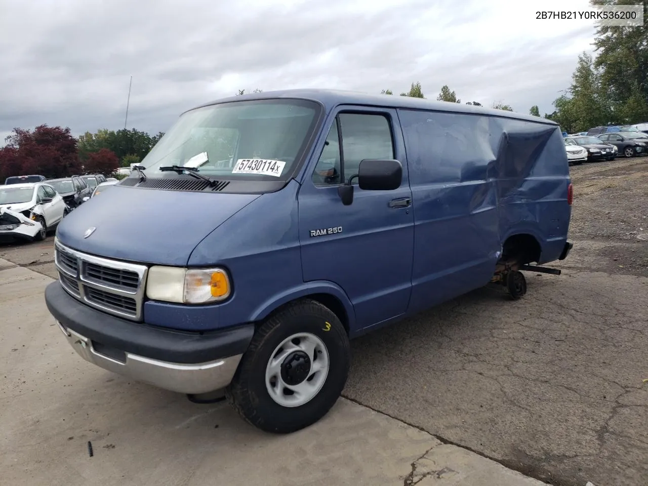 1994 Dodge Ram Van B250 VIN: 2B7HB21Y0RK536200 Lot: 68886214