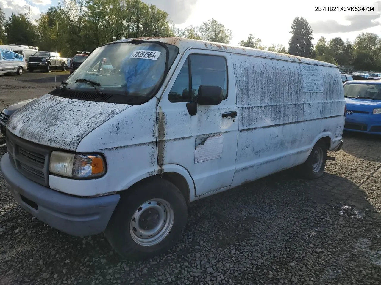 1997 Dodge Ram Van B2500 VIN: 2B7HB21X3VK534734 Lot: 76392564