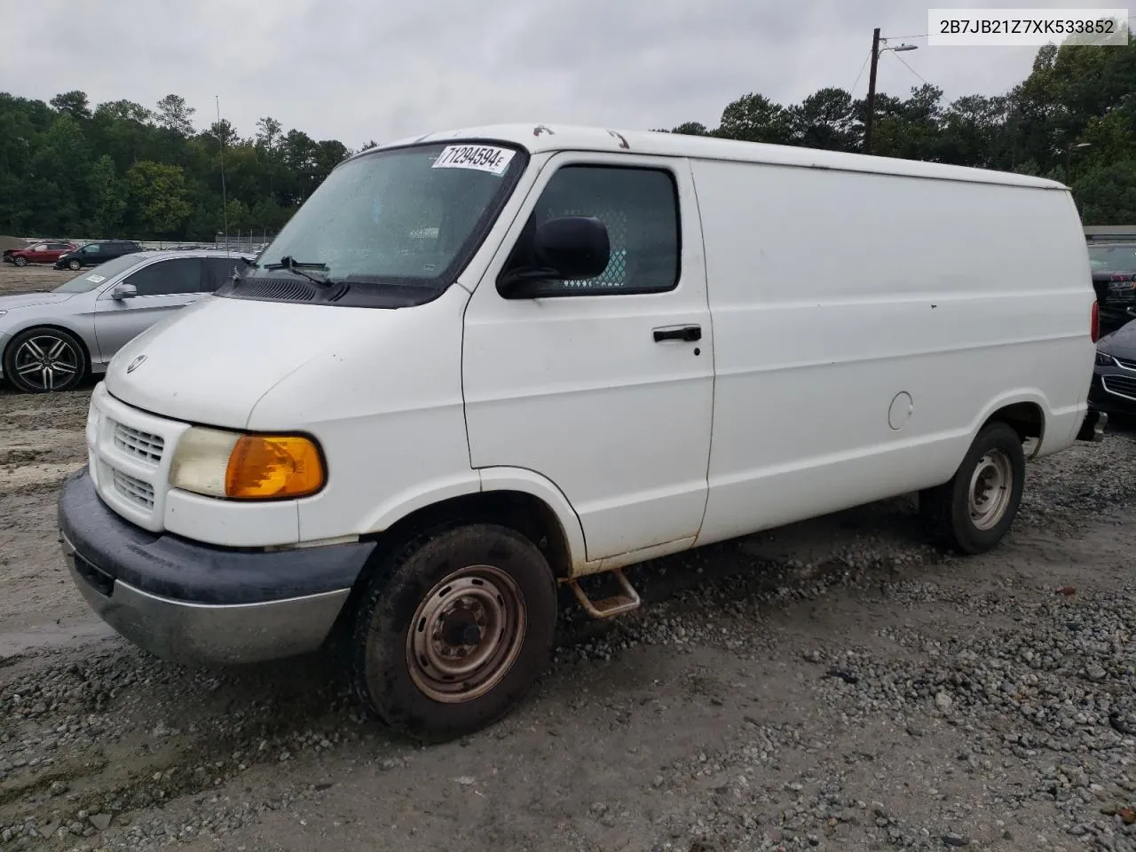 1999 Dodge Ram Van B2500 VIN: 2B7JB21Z7XK533852 Lot: 71294594