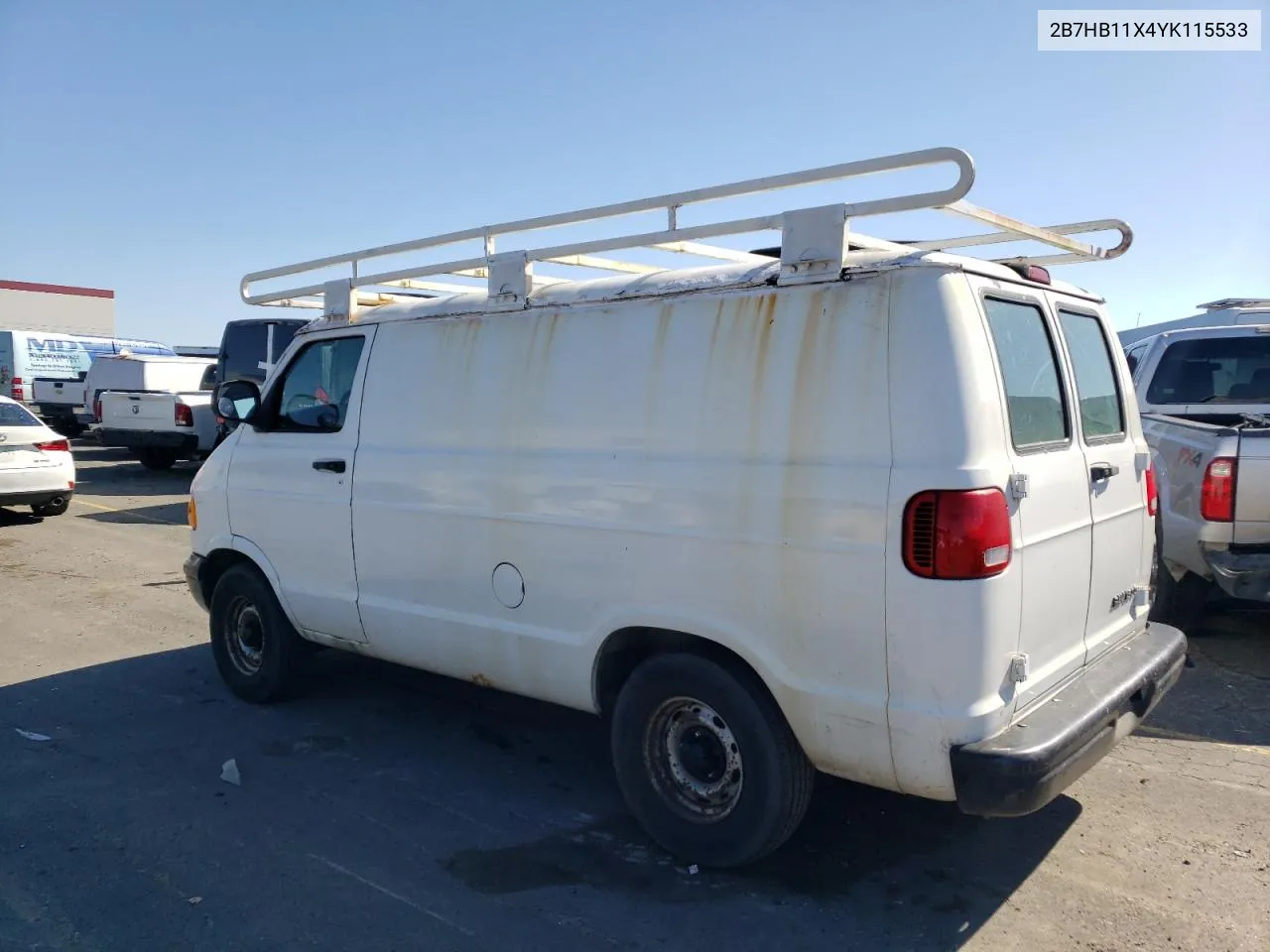 2000 Dodge Ram Van B1500 VIN: 2B7HB11X4YK115533 Lot: 54473494