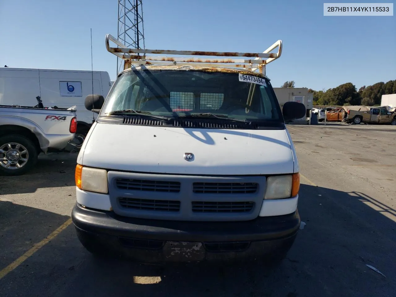 2000 Dodge Ram Van B1500 VIN: 2B7HB11X4YK115533 Lot: 54473494