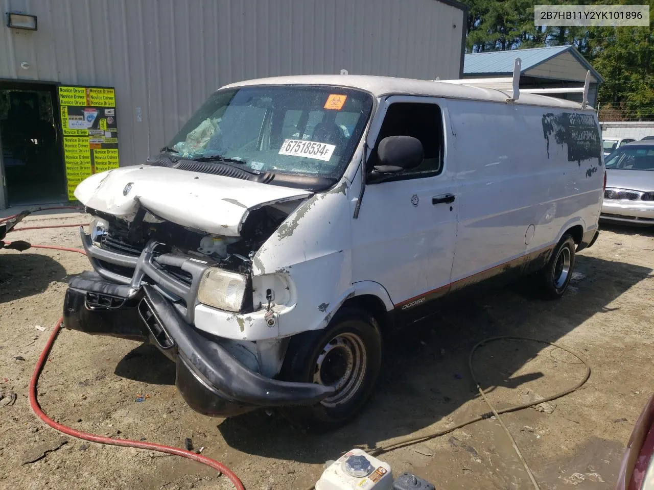 2000 Dodge Ram Van B1500 VIN: 2B7HB11Y2YK101896 Lot: 67518534