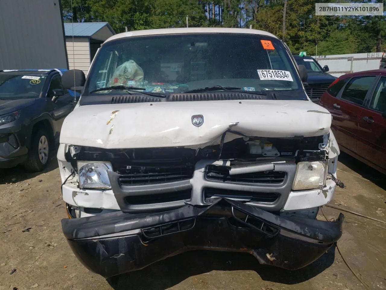 2000 Dodge Ram Van B1500 VIN: 2B7HB11Y2YK101896 Lot: 67518534