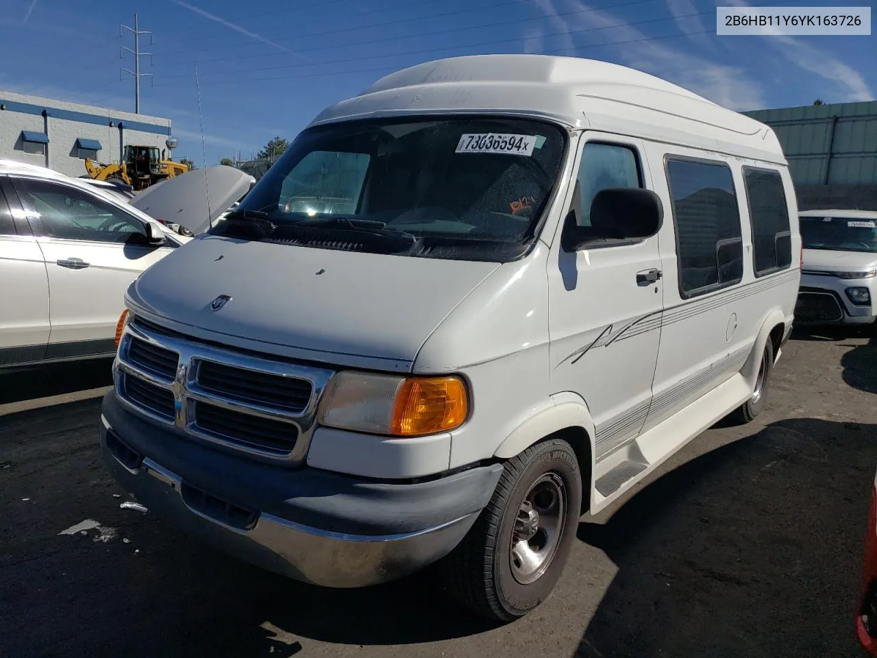 2000 Dodge Ram Van B1500 VIN: 2B6HB11Y6YK163726 Lot: 73036594