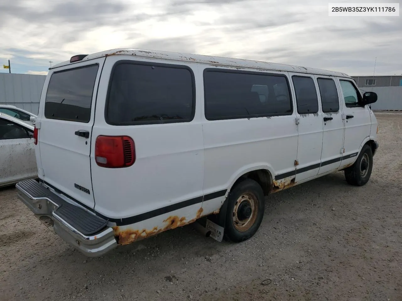 2000 Dodge Ram Wagon B3500 VIN: 2B5WB35Z3YK111786 Lot: 74725954