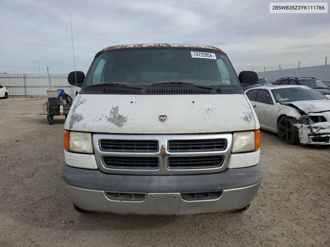 2000 Dodge Ram Wagon B3500 VIN: 2B5WB35Z3YK111786 Lot: 74725954