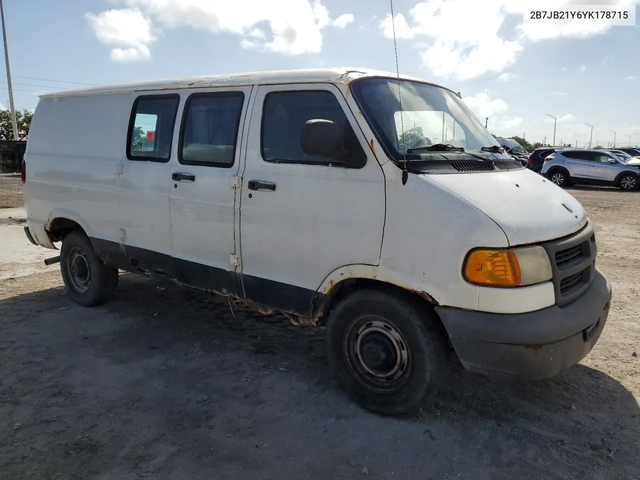 2000 Dodge Ram Van B2500 VIN: 2B7JB21Y6YK178715 Lot: 78832184