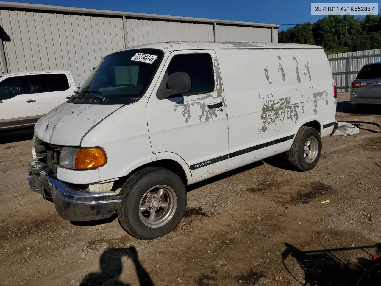 2001 Dodge Ram Van B1500 VIN: 2B7HB11X21K552887 Lot: 72274514