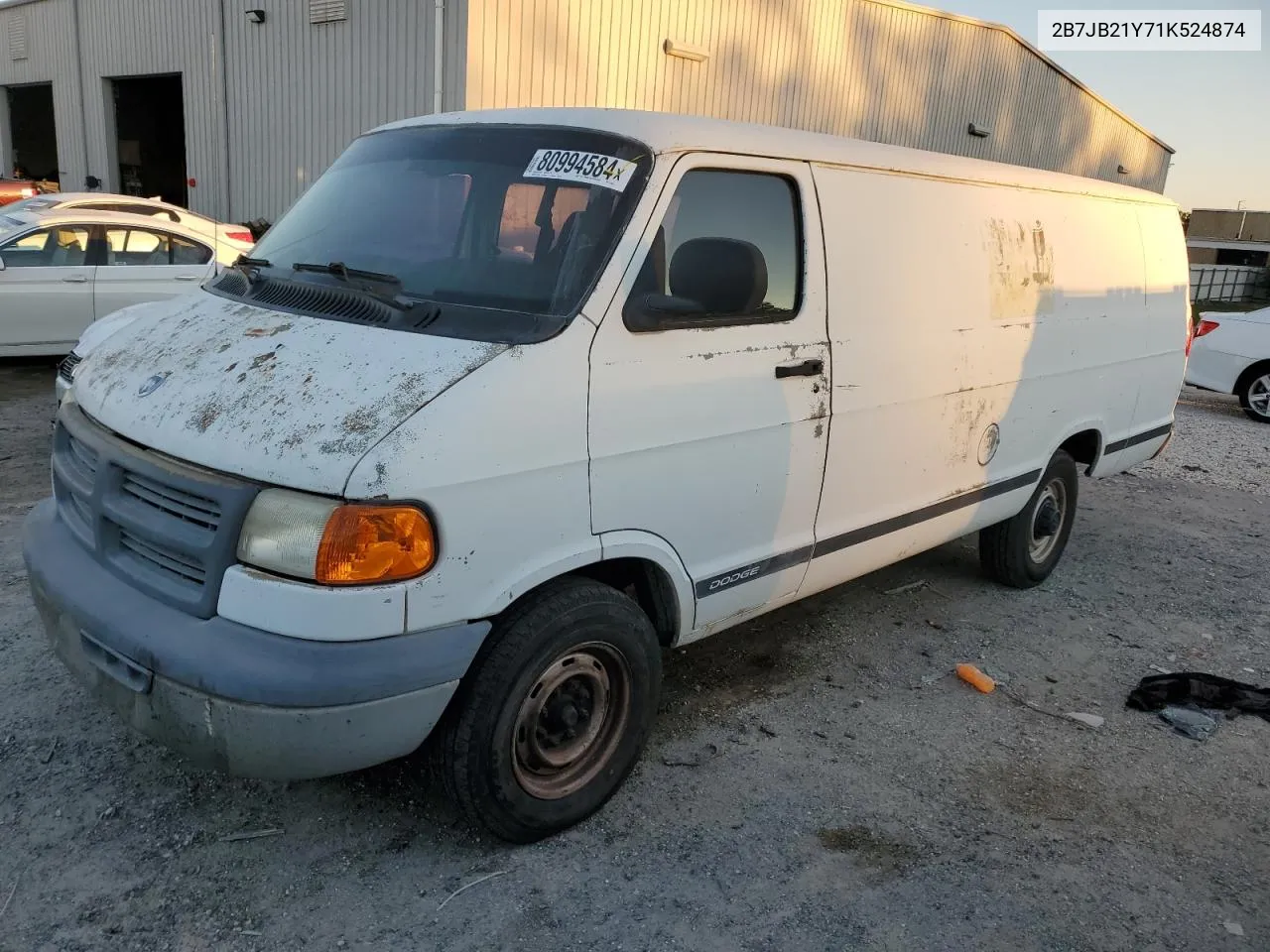 2001 Dodge Ram Van B2500 VIN: 2B7JB21Y71K524874 Lot: 80994584