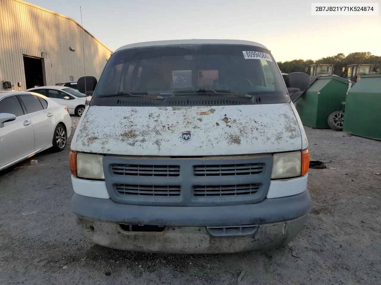 2001 Dodge Ram Van B2500 VIN: 2B7JB21Y71K524874 Lot: 80994584