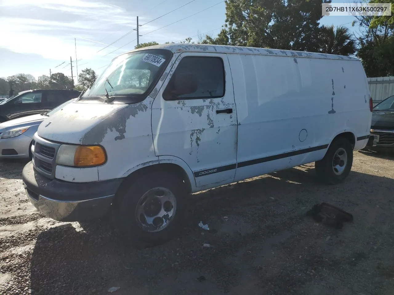 2003 Dodge Ram Van B1500 VIN: 2D7HB11X63K500297 Lot: 69070934