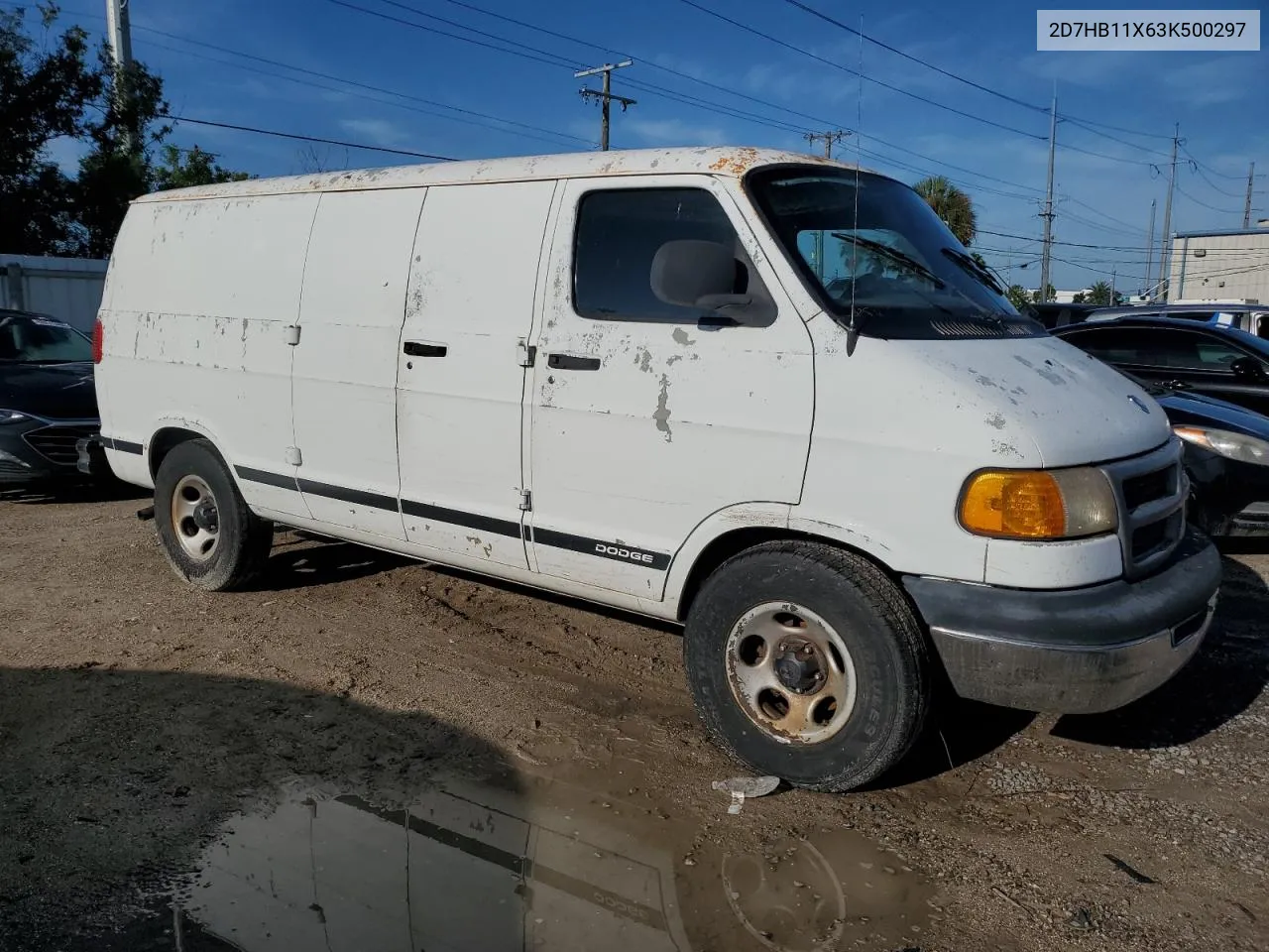 2003 Dodge Ram Van B1500 VIN: 2D7HB11X63K500297 Lot: 69070934