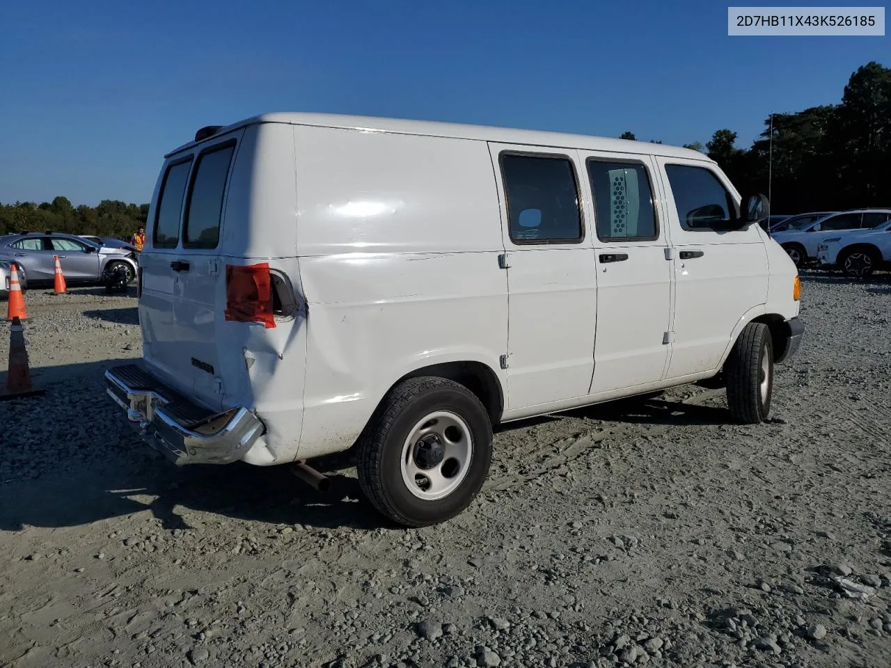 2003 Dodge Ram Van B1500 VIN: 2D7HB11X43K526185 Lot: 74807384