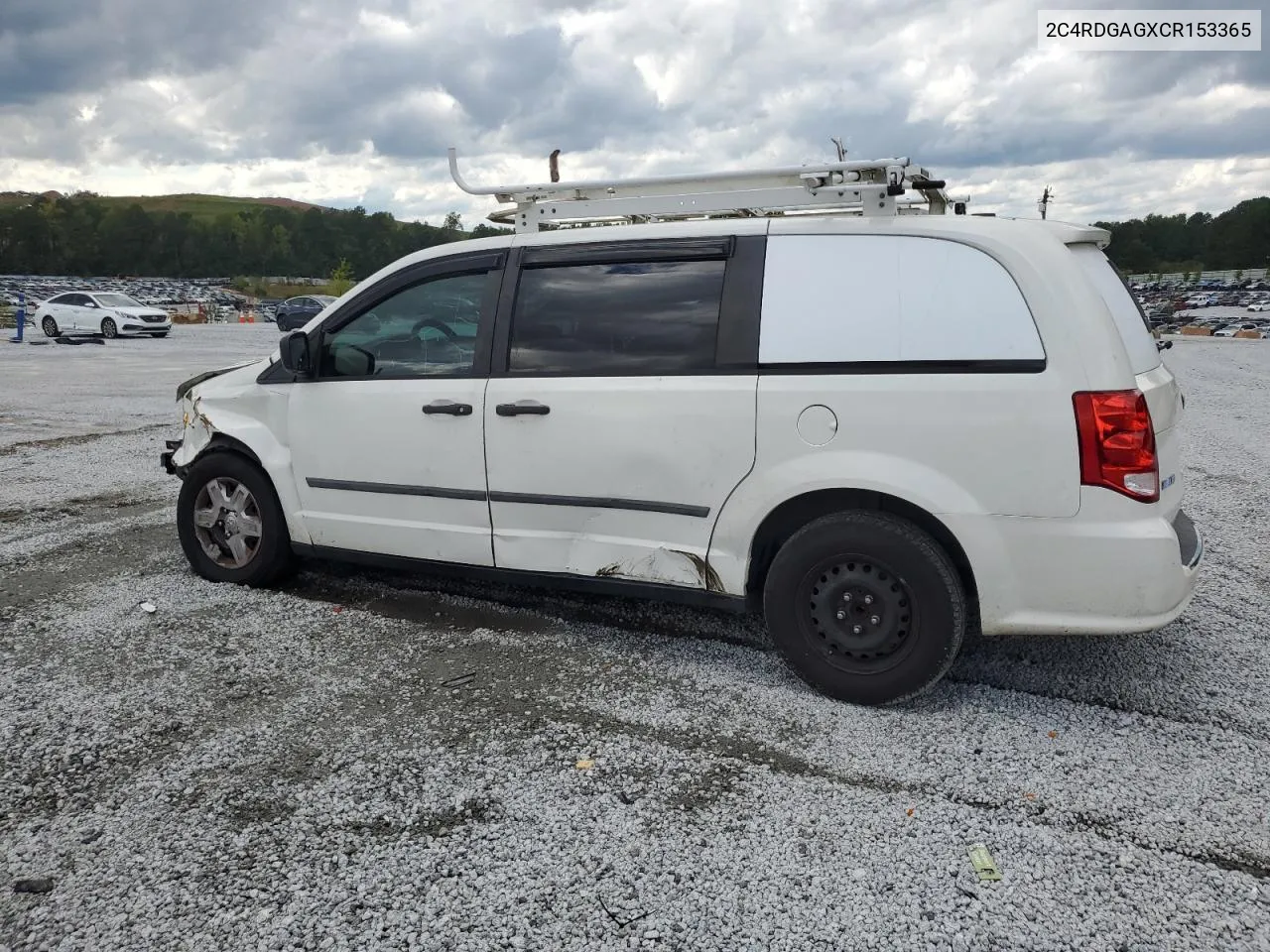 2012 Dodge Ram Van VIN: 2C4RDGAGXCR153365 Lot: 72135354