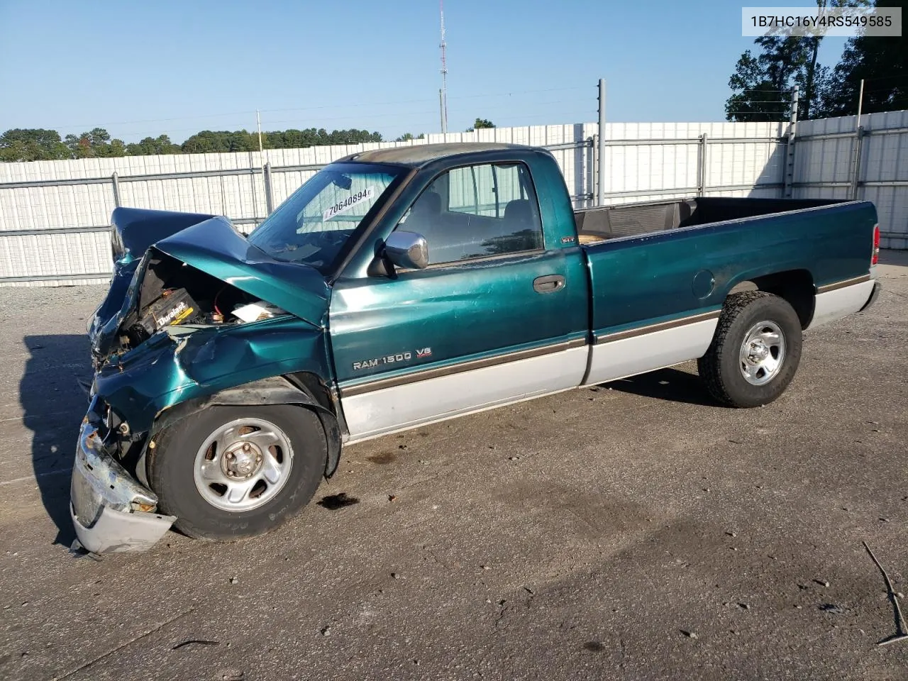 1994 Dodge Ram 1500 VIN: 1B7HC16Y4RS549585 Lot: 70640894