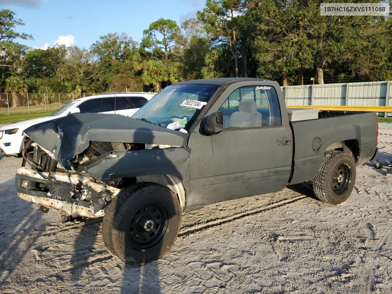 1997 Dodge Ram 1500 VIN: 1B7HC16ZXVS111088 Lot: 78022104