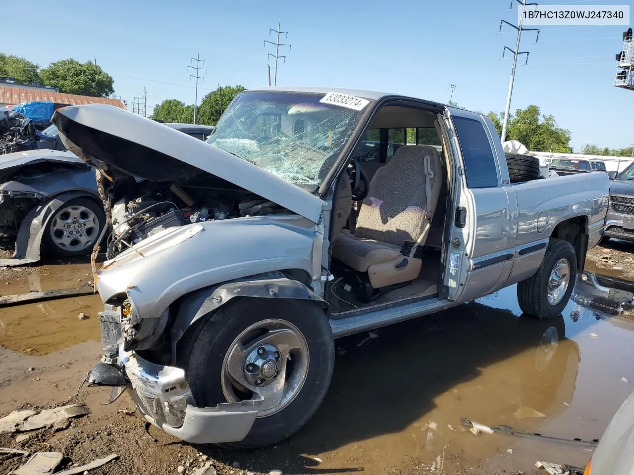 1998 Dodge Ram 1500 VIN: 1B7HC13Z0WJ247340 Lot: 63033274