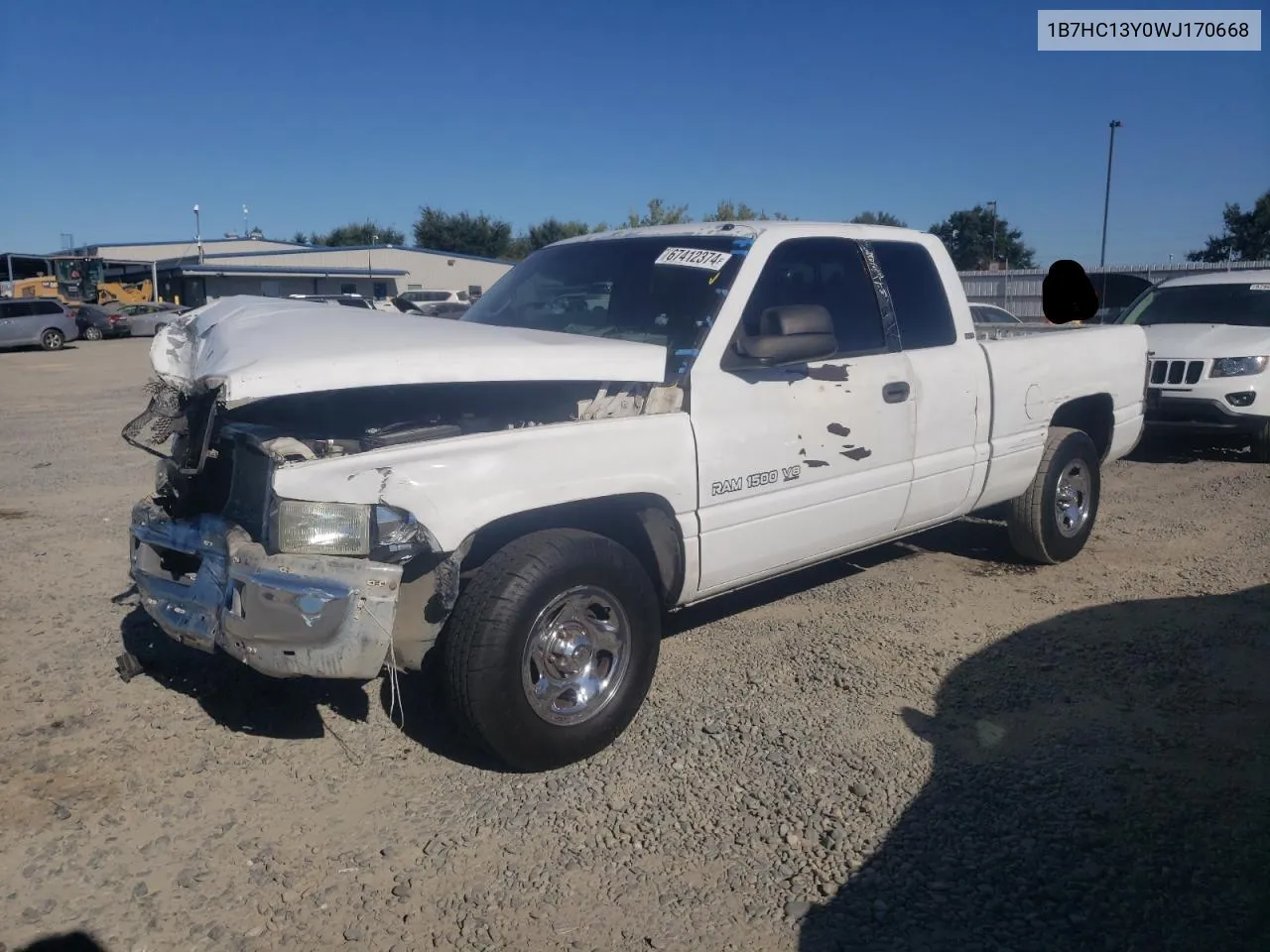 1998 Dodge Ram 1500 VIN: 1B7HC13Y0WJ170668 Lot: 67412374