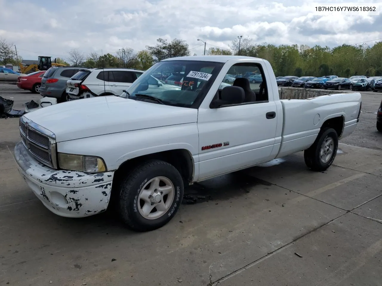 1998 Dodge Ram 1500 VIN: 1B7HC16Y7WS618362 Lot: 72917534