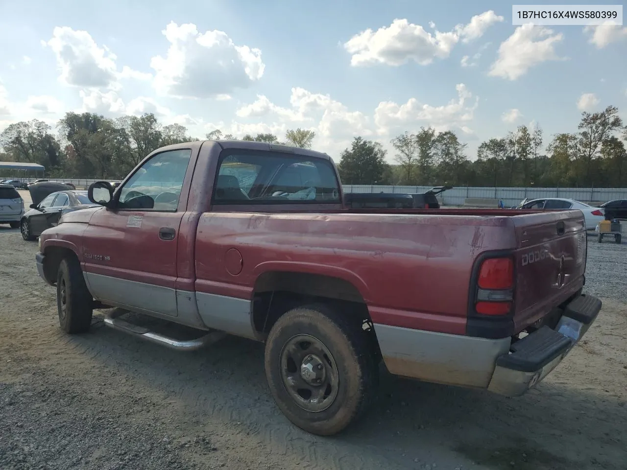 1998 Dodge Ram 1500 VIN: 1B7HC16X4WS580399 Lot: 74987854