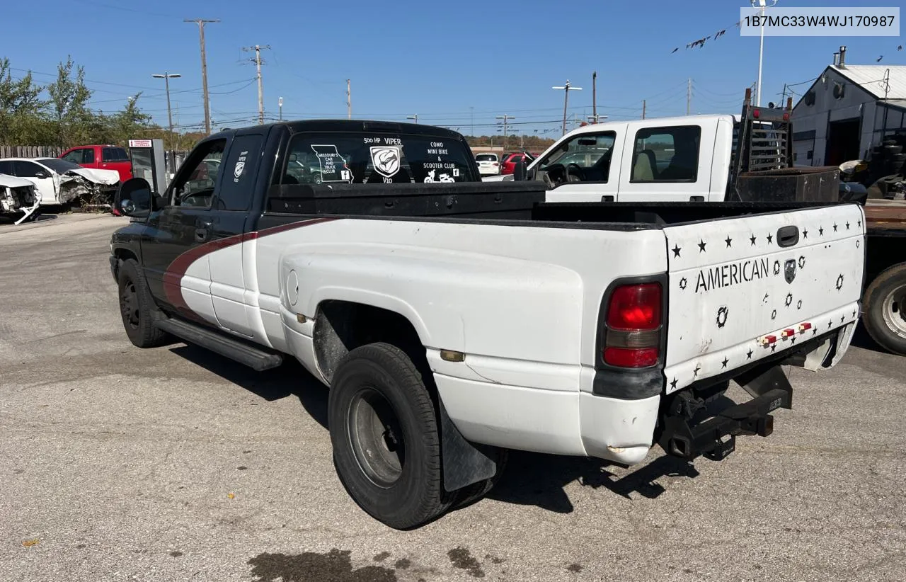 1998 Dodge Ram 3500 VIN: 1B7MC33W4WJ170987 Lot: 78019324