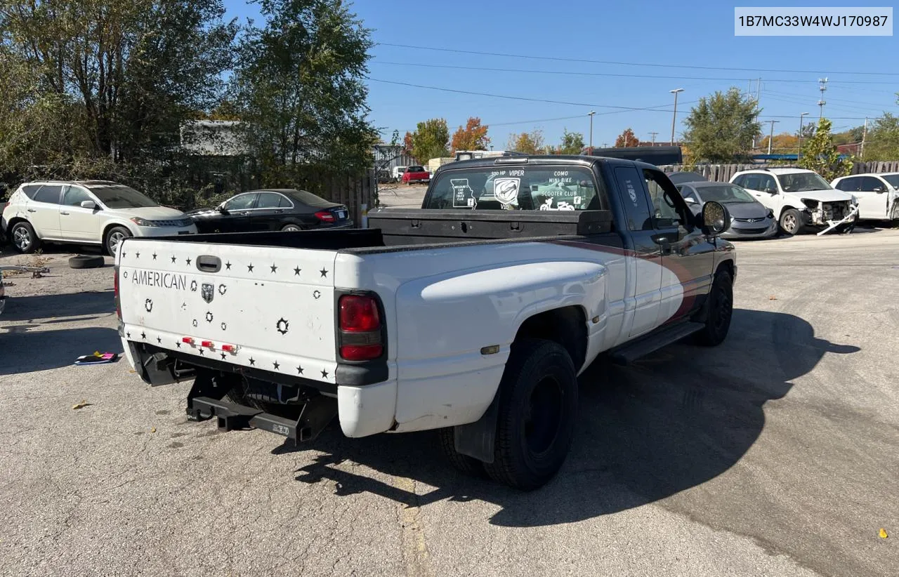 1998 Dodge Ram 3500 VIN: 1B7MC33W4WJ170987 Lot: 78019324