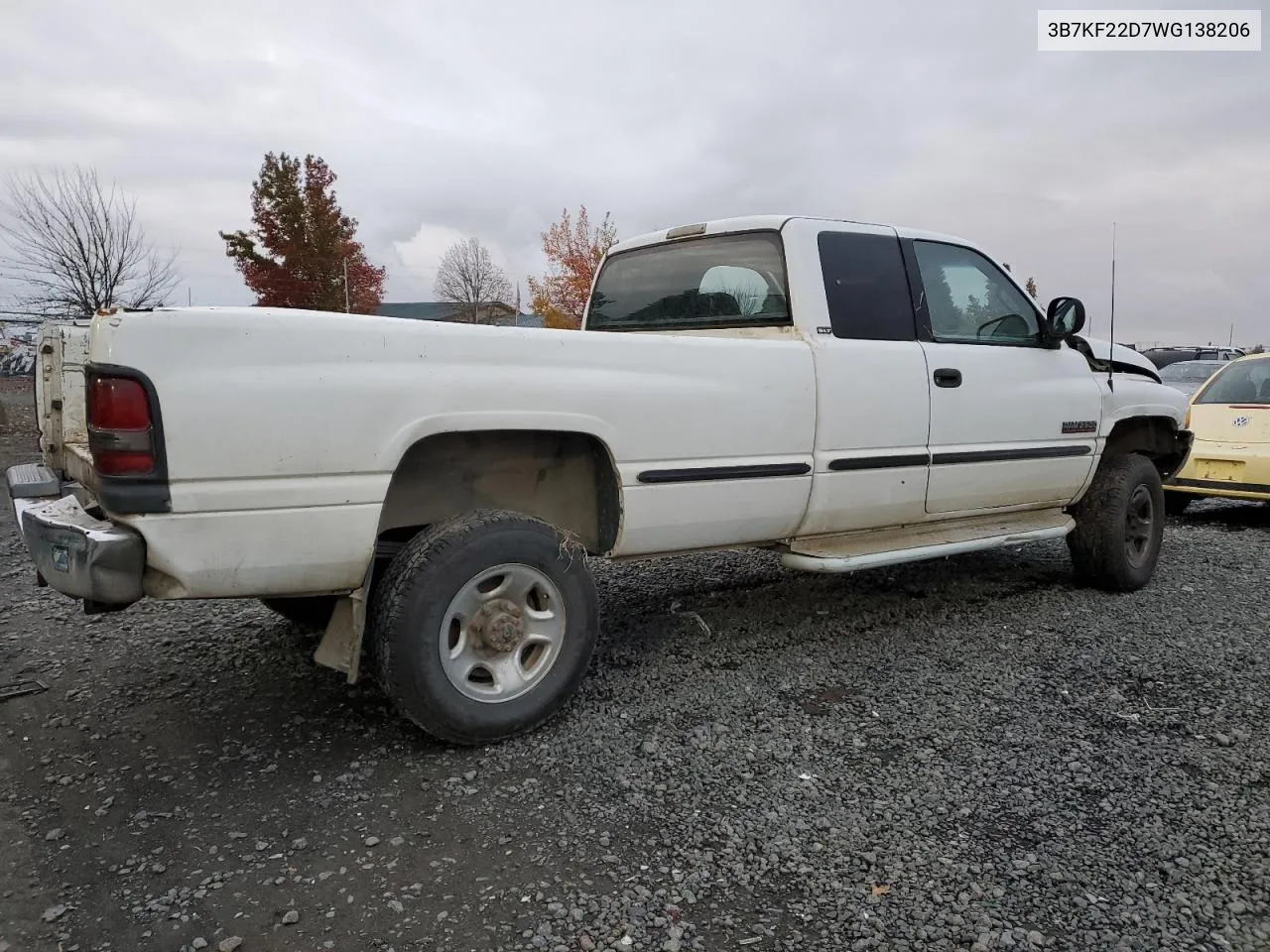 1998 Dodge Ram 2500 VIN: 3B7KF22D7WG138206 Lot: 78652144