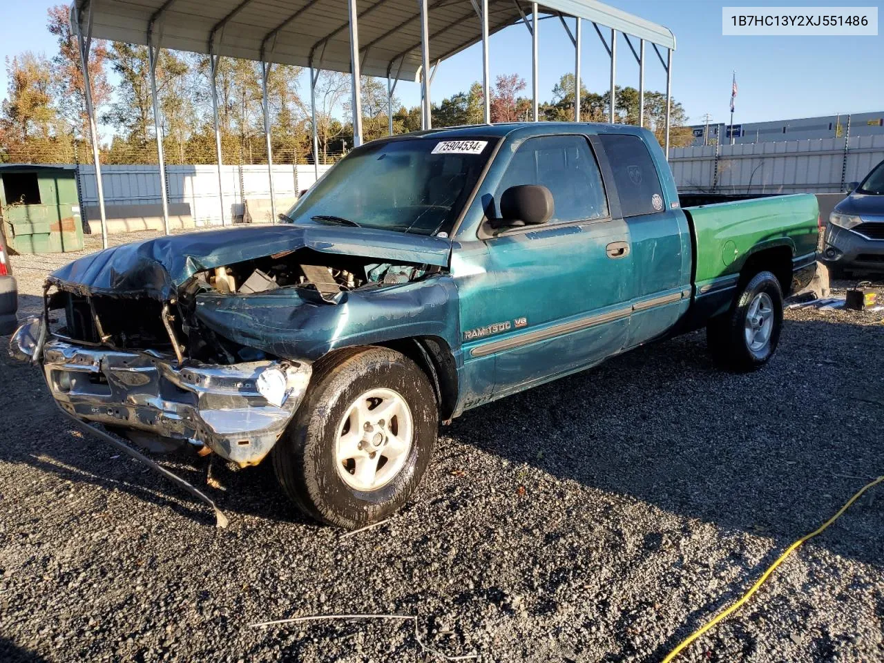 1999 Dodge Ram 1500 VIN: 1B7HC13Y2XJ551486 Lot: 75904534