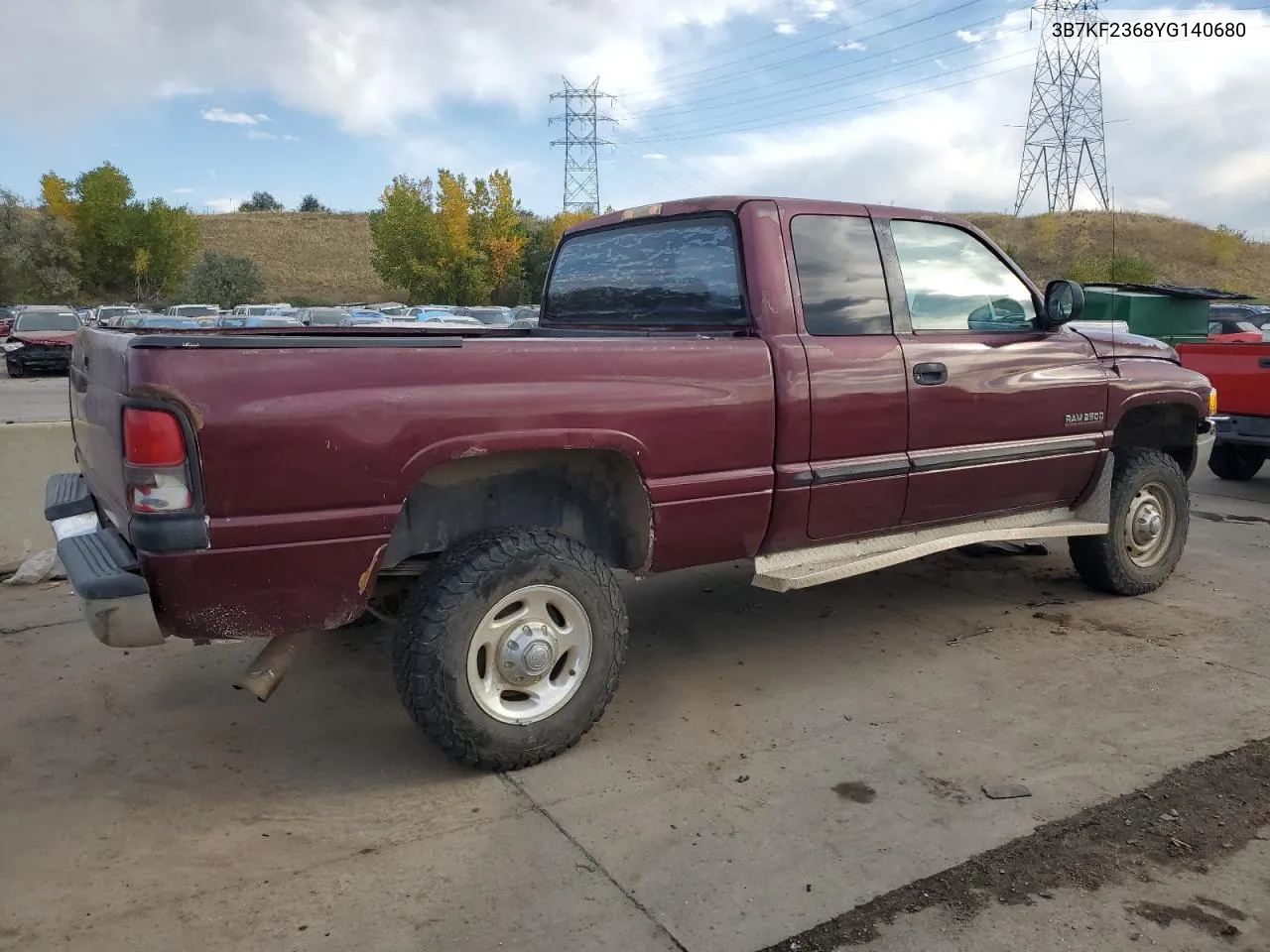 2000 Dodge Ram 2500 VIN: 3B7KF2368YG140680 Lot: 75522534