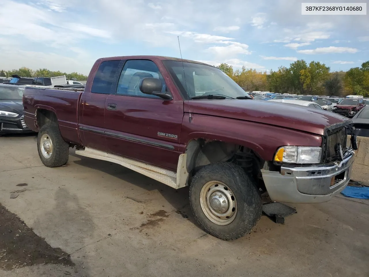 2000 Dodge Ram 2500 VIN: 3B7KF2368YG140680 Lot: 75522534