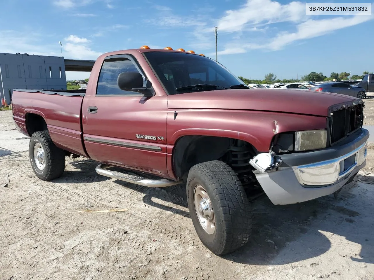 2001 Dodge Ram 2500 VIN: 3B7KF26Z31M531832 Lot: 74026864