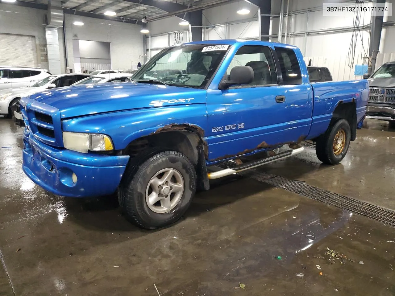 2001 Dodge Ram 1500 VIN: 3B7HF13Z11G171774 Lot: 74521024